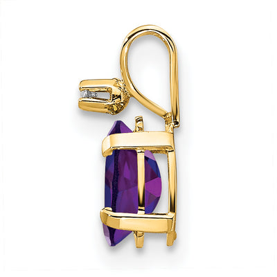 14K Diamond & Amethyst Birthstone Pendant