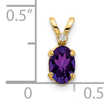14K Diamond & Amethyst Birthstone Pendant