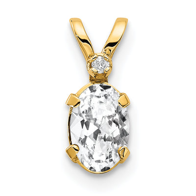 14K Diamond & White Topaz Birthstone Pendant