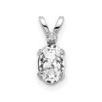 14K White Gold Diamond and White Topaz Birthstone Pendant view 1