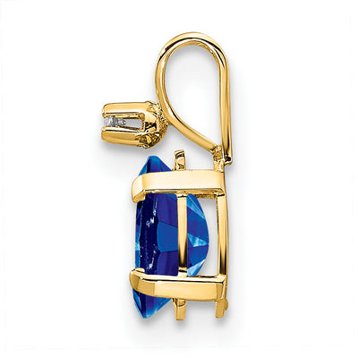 14K Diamond & Sapphire Birthstone Pendant