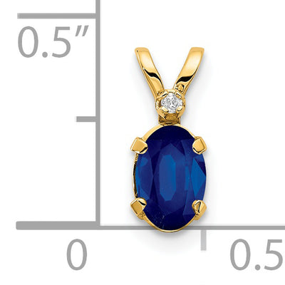 14K Diamond & Sapphire Birthstone Pendant
