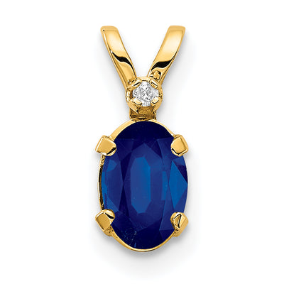 14K Diamond & Sapphire Birthstone Pendant