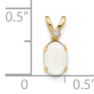 14K Diamond & Opal Birthstone Pendant