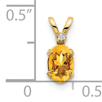 14K Diamond & Citrine Birthstone Pendant
