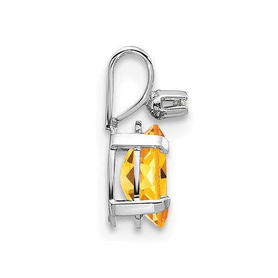 14K White Gold Diamond and Citrine Birthstone Pendant