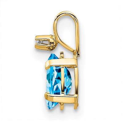 14K Diamond & Blue Topaz Birthstone Pendant