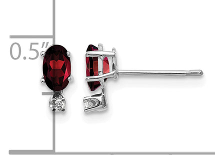 14K White Gold Diamond and Garnet Birthstone Earrings