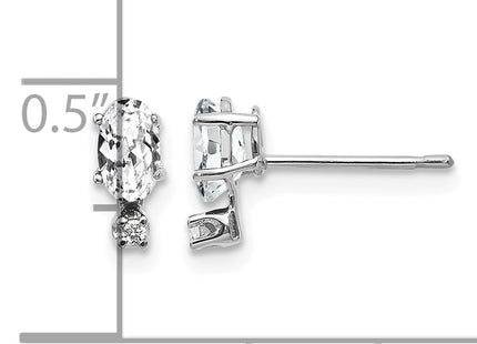 14K White Gold Diamond and White Topaz Birthstone Earrings