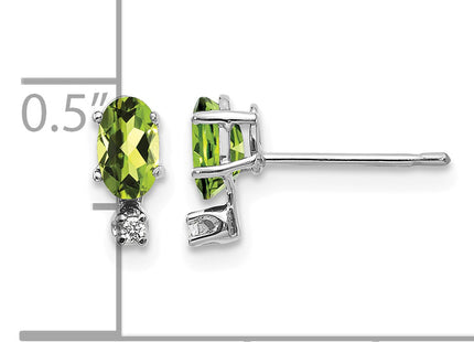 14K White Gold Diamond and Peridot Birthstone Earrings
