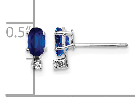14K White Gold Diamond and Sapphire Birthstone Earrings