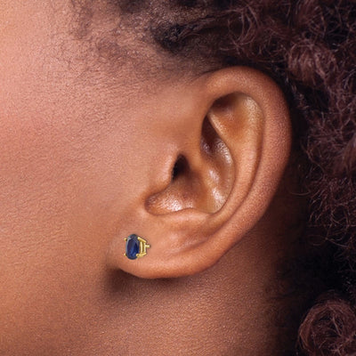 14K Sapphire Earrings - September, 6 x 4mm