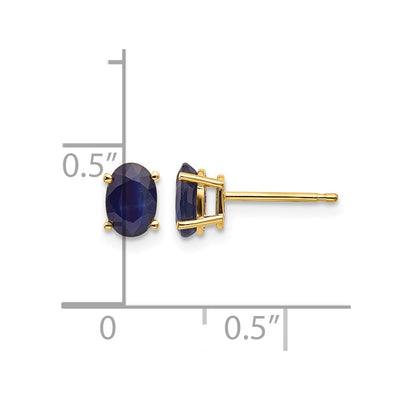 14K Sapphire Earrings - September, 6 x 4mm