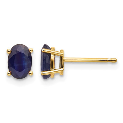 14K Sapphire Earrings - September, 6 x 4mm