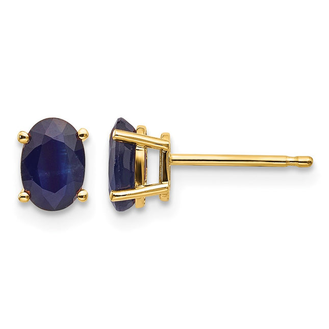 14k Sapphire Earrings - September, 6 x 4mm