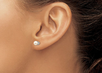14k White Gold FW Cultured Pearl Stud Earrings (Style XBE240)