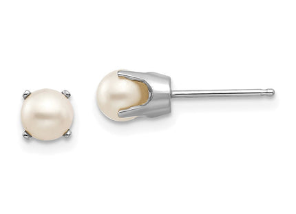 14k White Gold FW Cultured Pearl Stud Earrings (Style XBE240)