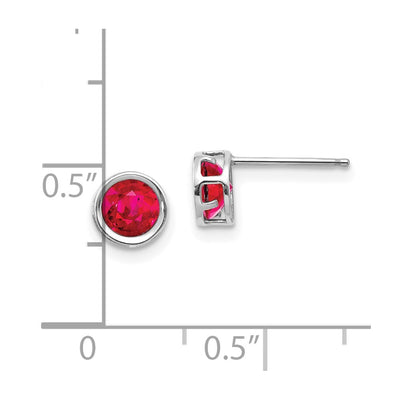 14K White Gold Bezel Ruby Stud Earrings