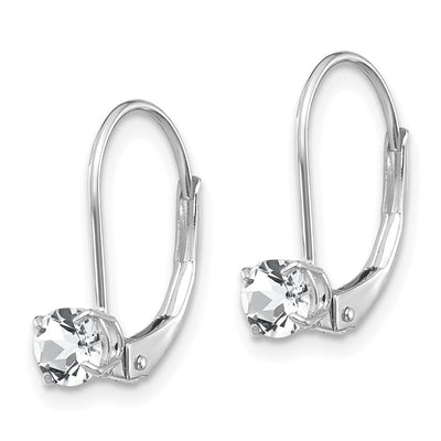14K White Gold White Topaz/April Earrings, 13 x 4mm