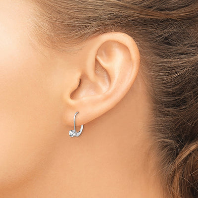 14K White Gold White Topaz/April Earrings, 13 x 4mm