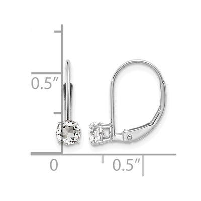 14K White Gold White Topaz/April Earrings, 13 x 4mm