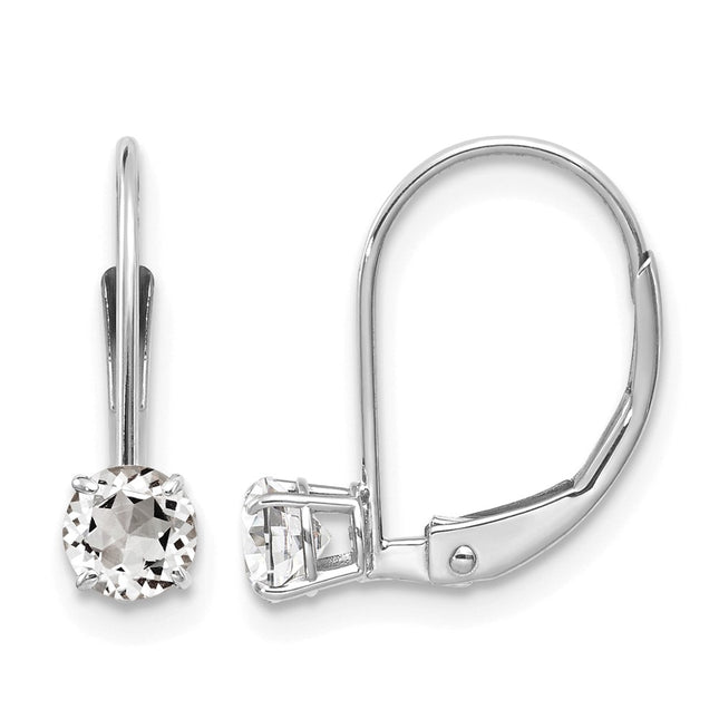 14k White Gold White Topaz/April Earrings, 13 x 4mm
