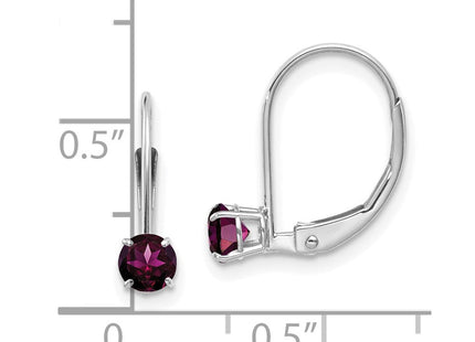 14K white gold garnet earrings, further view