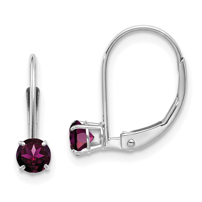 14k White Gold Garnet/January Earrings, 23 x 4mm