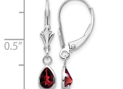 14k White Gold Garnet/January Earrings, 23 x 4mm