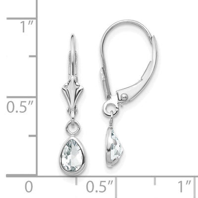 14K White Gold White Topaz/April Earrings, 23 x 4mm