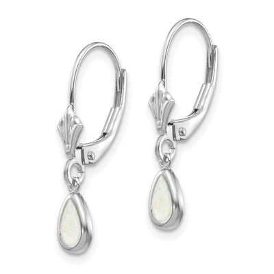 14K White Gold Opal/October Earrings