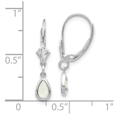 14K White Gold Opal/October Earrings