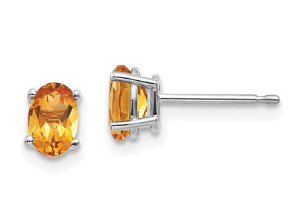 14k White Gold Citrine Earrings (Style XBE311)