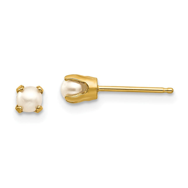 14k June/FW Cultured Pearl Post Earrings, 3 x 3mm