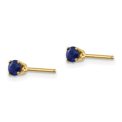 14K September/Sapphire Post Earrings, 3 x 3mm