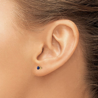 14K September/Sapphire Post Earrings, 3 x 3mm