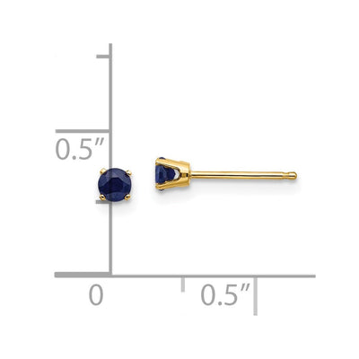 14K September/Sapphire Post Earrings, 3 x 3mm