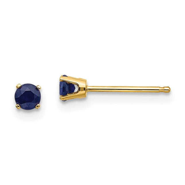 14k September/Sapphire Post Earrings, 3 x 3mm