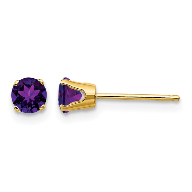 14k February/Amethyst Post Earrings, 4 x 4mm