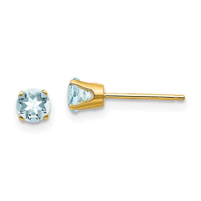 14k March/Aquamarine Post Earrings, 4 x 4mm
