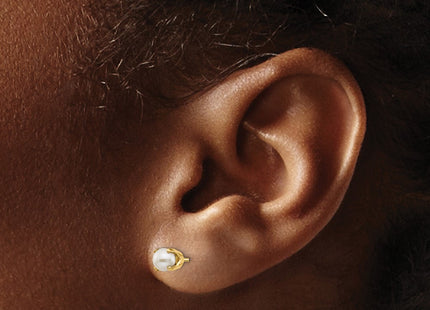 14K gold pearl earrings, another view