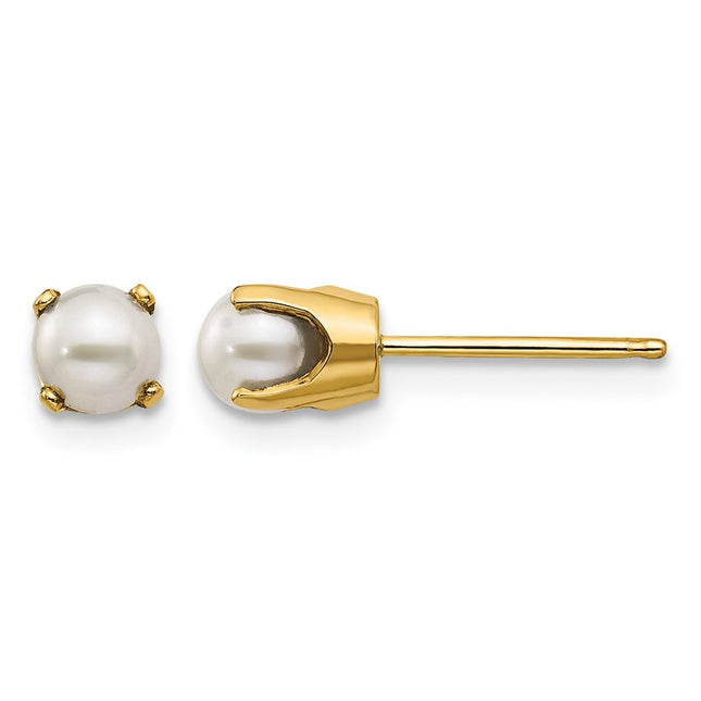 14k June/FW Cultured Pearl Post Earrings, 4 x 4mm