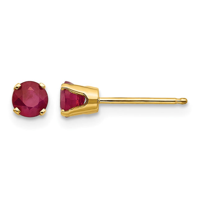 14k July/Ruby Post Earrings, 4 x 4mm