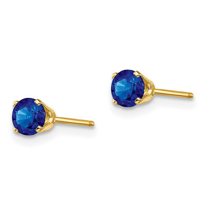 14K September/Sapphire Post Earrings, 4 x 4mm
