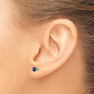 14K September/Sapphire Post Earrings, 4 x 4mm