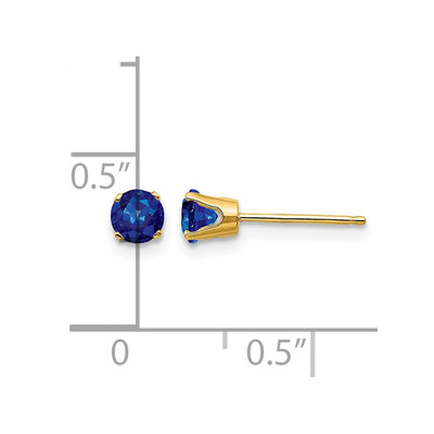 14K September/Sapphire Post Earrings, 4 x 4mm