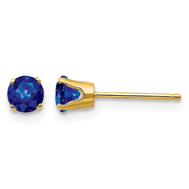 14k September/Sapphire Post Earrings, 4 x 4mm