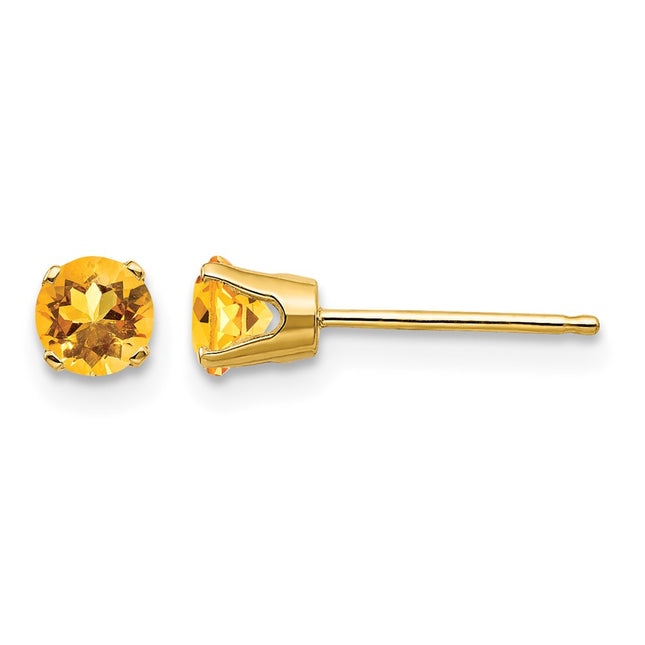 14k November/Citrine Post Earrings, 4 x 4mm