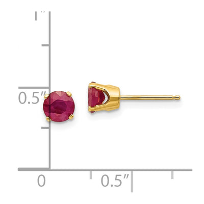 14K Ruby Post Stud Earrings
