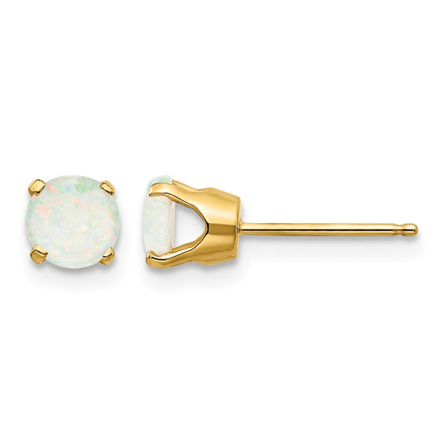 14k Opal Earrings - October, 5 x 5mm